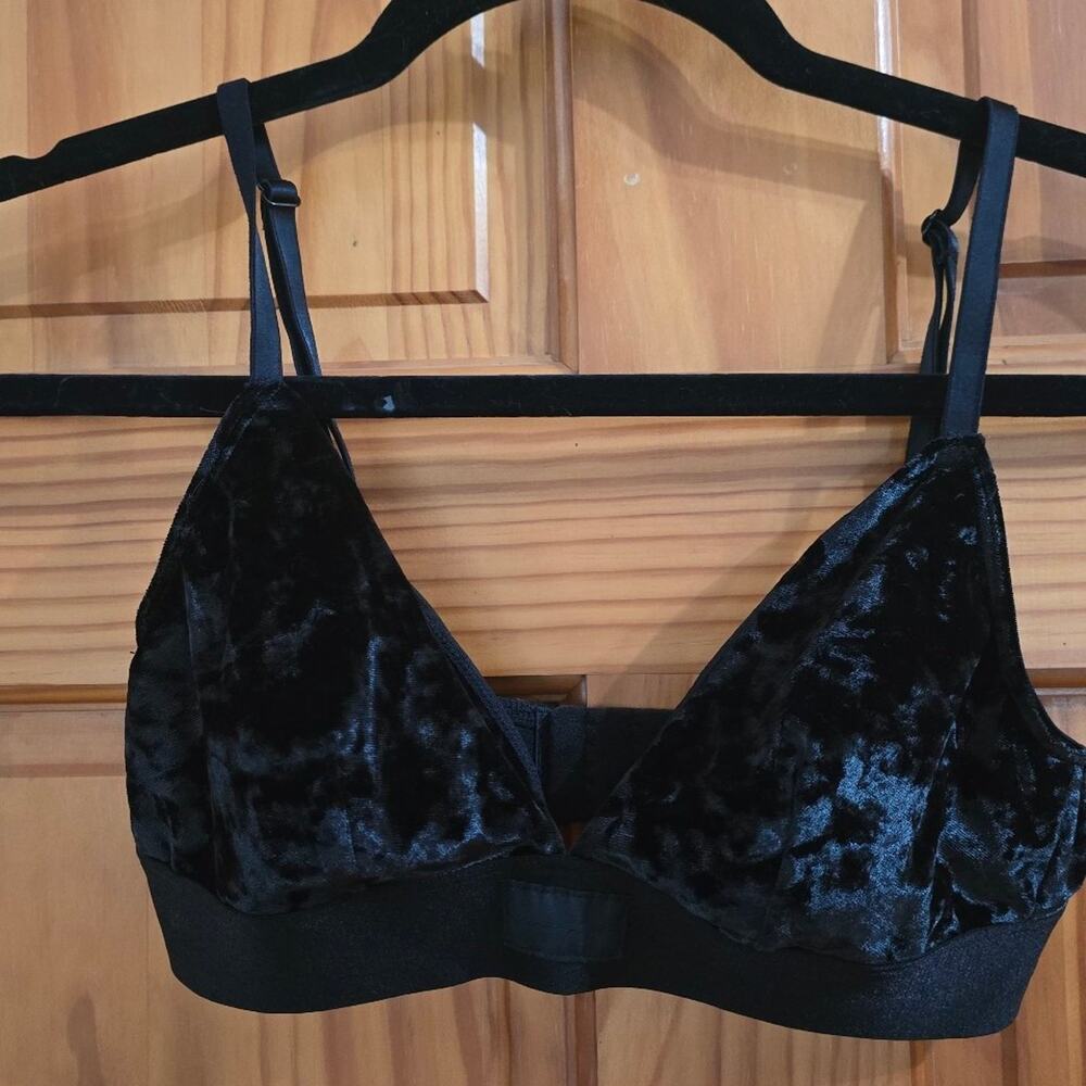Pink Velvet Black Bralette Size Small